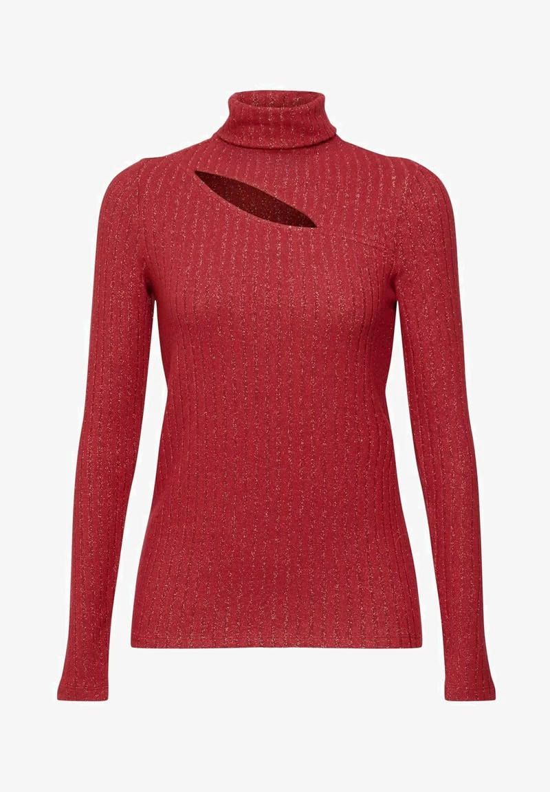 Edc By Esprit MIT ROLLKRAGEN GLITZER EFFEKT UND CUT OU - Strickpullover - Cherry Red – Bild 6