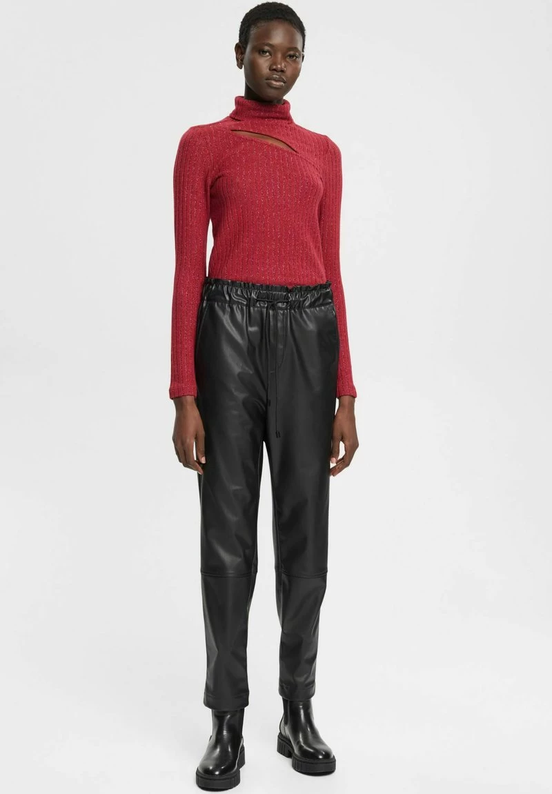 Edc By Esprit MIT ROLLKRAGEN GLITZER EFFEKT UND CUT OU - Strickpullover - Cherry Red