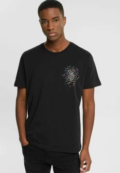 Edc By Esprit MIT PRINT AUF BRUSTHÖHE - T-Shirt Print - Black