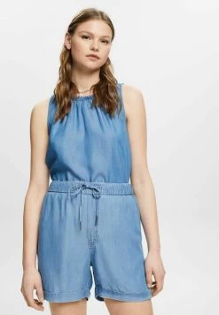 Edc By Esprit ÄRMELLOSE I MIT RÜSCHEN - Bluse - Blue Medium Wash