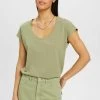 Edc By Esprit MIT U BOOTAUSSCHNITT - T-Shirt Basic - Light Khaki