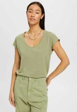Edc By Esprit MIT U BOOTAUSSCHNITT - T-Shirt Basic - Light Khaki