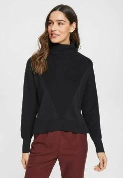 Edc By Esprit ROLLKRAGEN - Strickpullover - Black