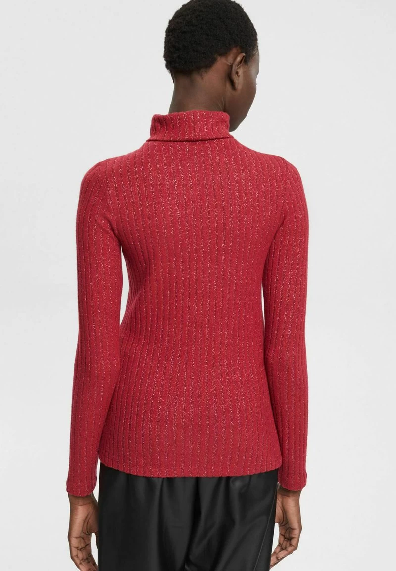 Edc By Esprit MIT ROLLKRAGEN GLITZER EFFEKT UND CUT OU - Strickpullover - Cherry Red – Bild 3