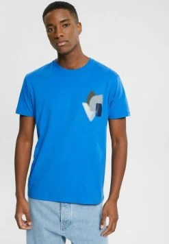 Edc By Esprit MIT PRINT AUF BRUSTHÖHE - T-Shirt Print - Blue