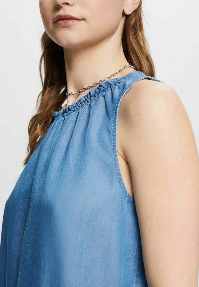 Edc By Esprit ÄRMELLOSE I MIT RÜSCHEN - Bluse - Blue Medium Wash – Bild 5