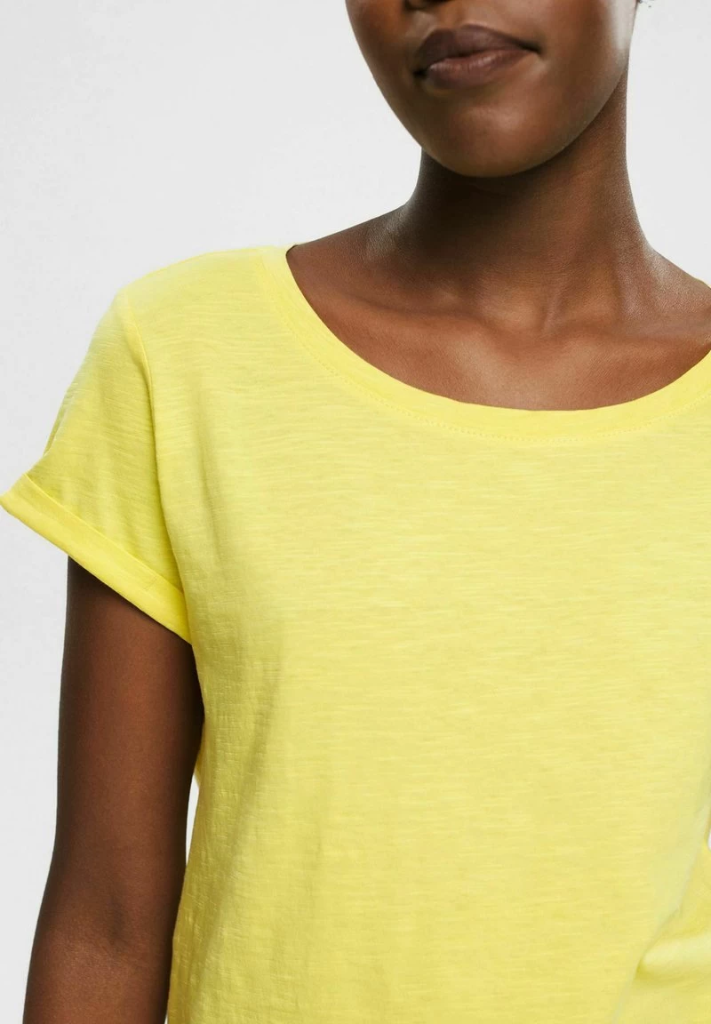 Edc By Esprit SLUB ROUND NECK - T-Shirt Basic - Light Yellow – Bild 4