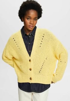Edc By Esprit MIT ZOPFSTRICK - Strickjacke - Light Yellow