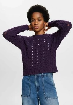 Edc By Esprit MIT ZOPFMUSTER - Strickpullover - Dark Purple