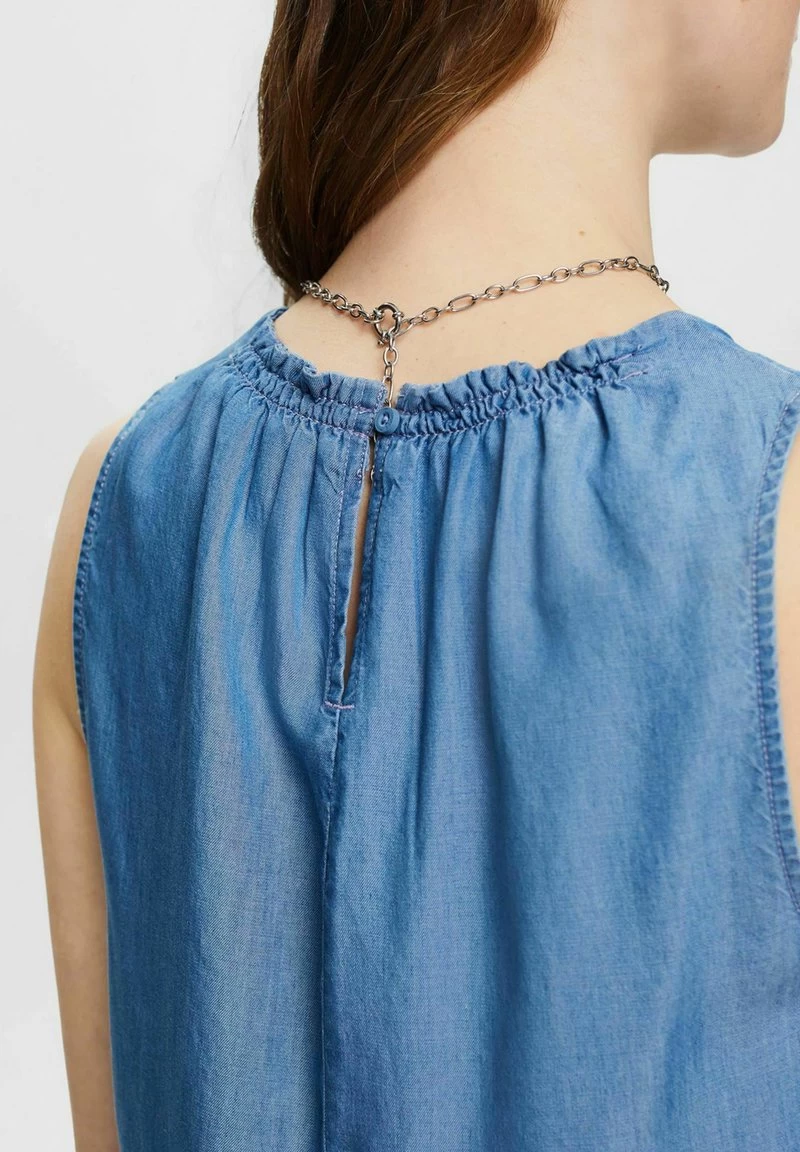 Edc By Esprit ÄRMELLOSE I MIT RÜSCHEN - Bluse - Blue Medium Wash – Bild 6