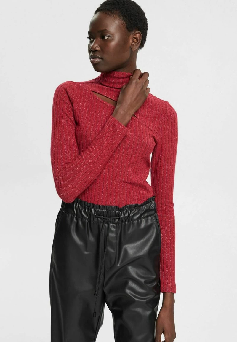 Edc By Esprit MIT ROLLKRAGEN GLITZER EFFEKT UND CUT OU - Strickpullover - Cherry Red – Bild 5