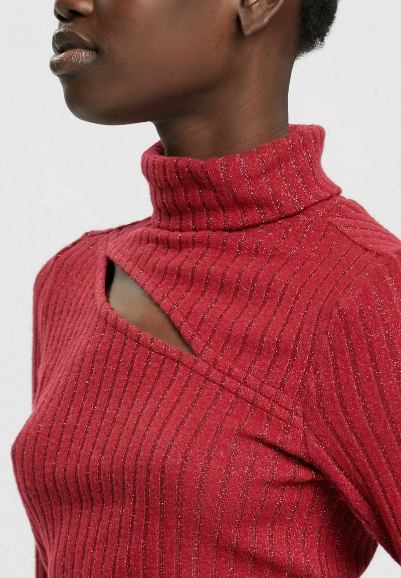 Edc By Esprit MIT ROLLKRAGEN GLITZER EFFEKT UND CUT OU - Strickpullover - Cherry Red – Bild 4