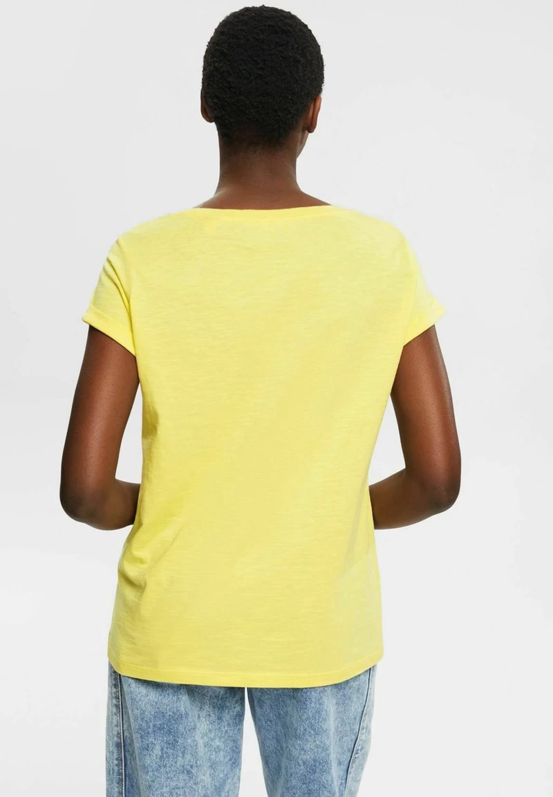 Edc By Esprit SLUB ROUND NECK - T-Shirt Basic - Light Yellow – Bild 3