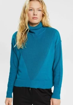 Edc By Esprit ROLLKRAGEN - Strickpullover - Petrol Blue