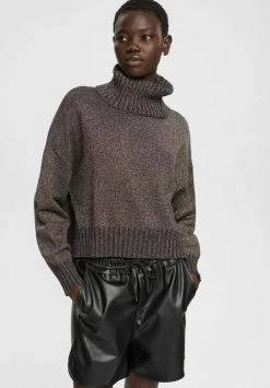 Edc By Esprit GLITZERNDER TURTLENECK - Strickpullover - Black