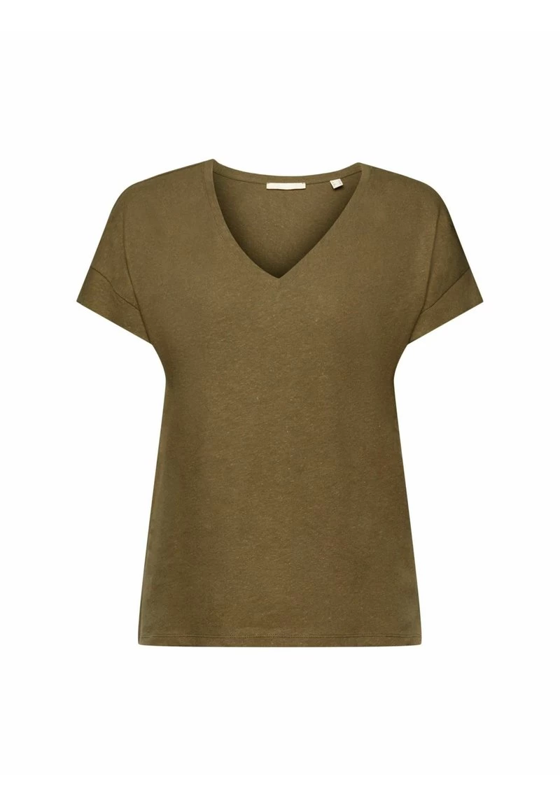 Edc By Esprit MIT V AUSSCHNITT - T-Shirt Basic - Khaki Green