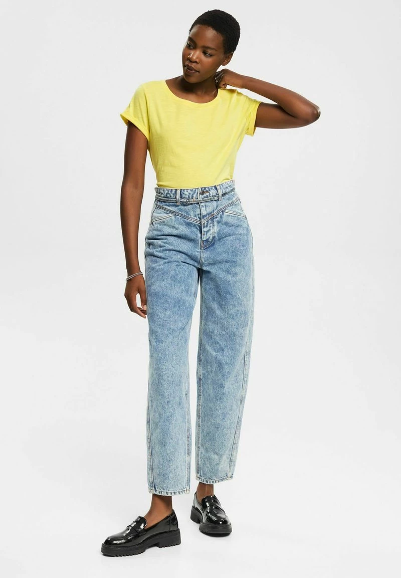 Edc By Esprit SLUB ROUND NECK - T-Shirt Basic - Light Yellow – Bild 2