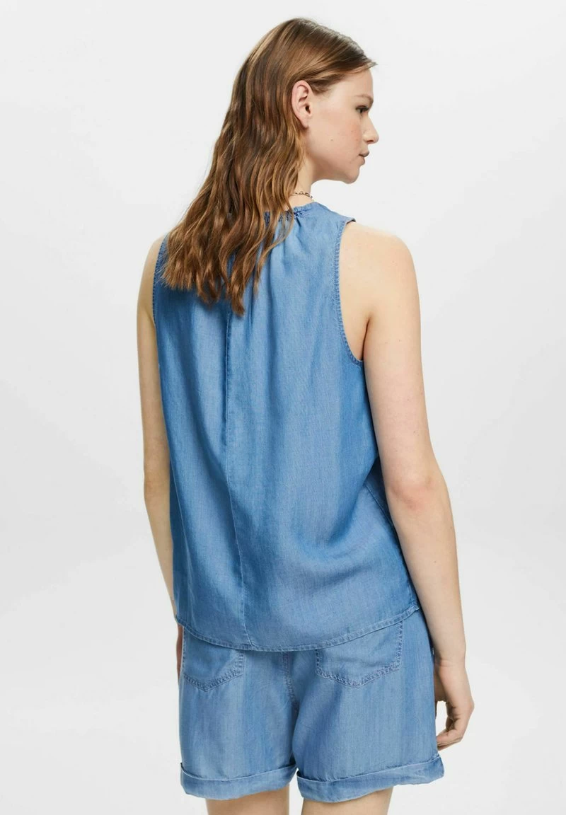 Edc By Esprit ÄRMELLOSE I MIT RÜSCHEN - Bluse - Blue Medium Wash – Bild 3