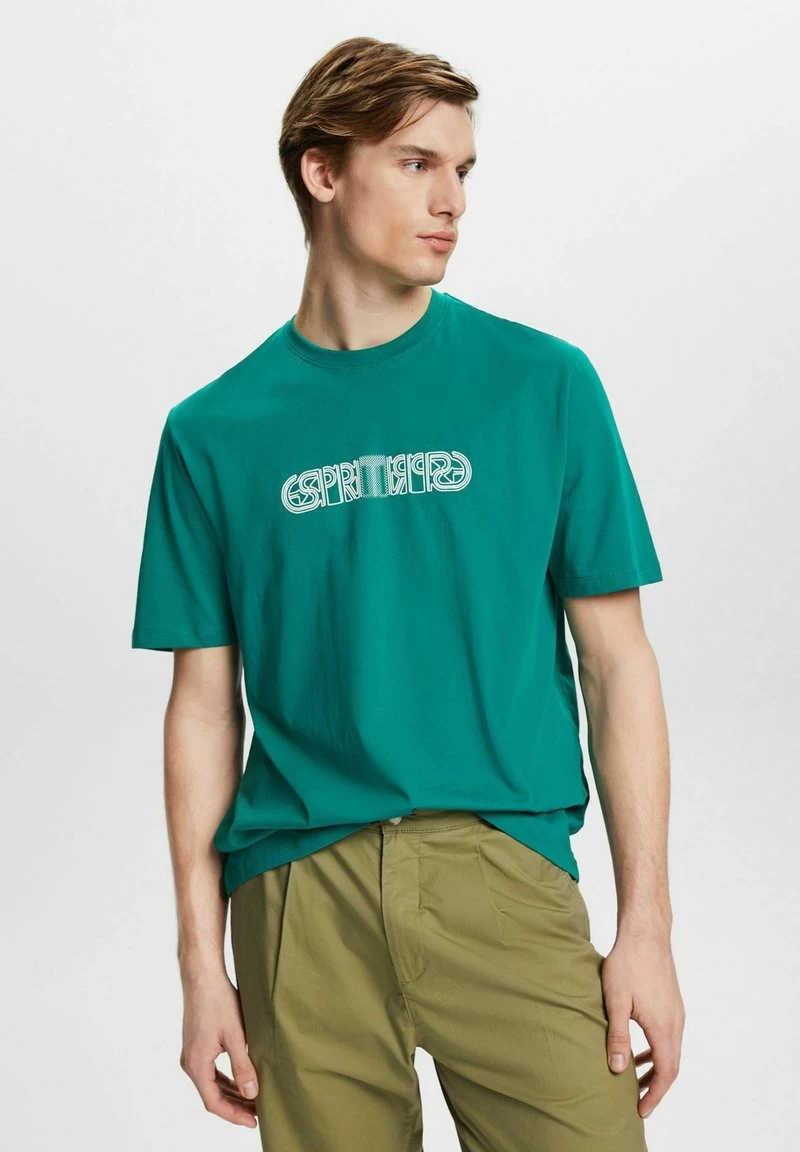 Edc By Esprit MIT LOGO-PRINT IN LOCKERER PASSFORM - T-Shirt Print - Emerald Green