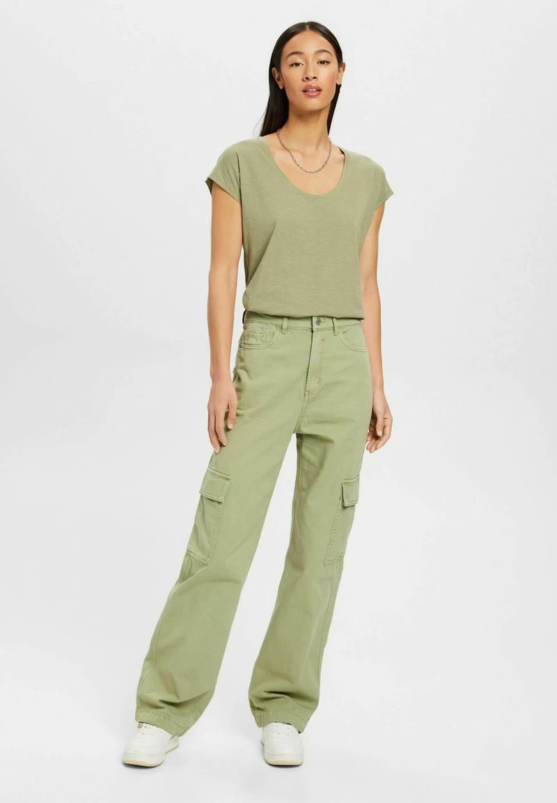 Edc By Esprit MIT U BOOTAUSSCHNITT - T-Shirt Basic - Light Khaki – Bild 2