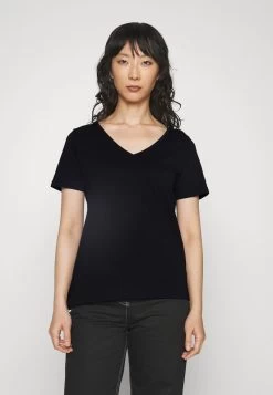 Edc By Esprit SLUB V-NECK - T-Shirt Basic - Black