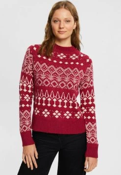 Edc By Esprit MIT GLITZEREFFEKT - Strickpullover - Cherry Red