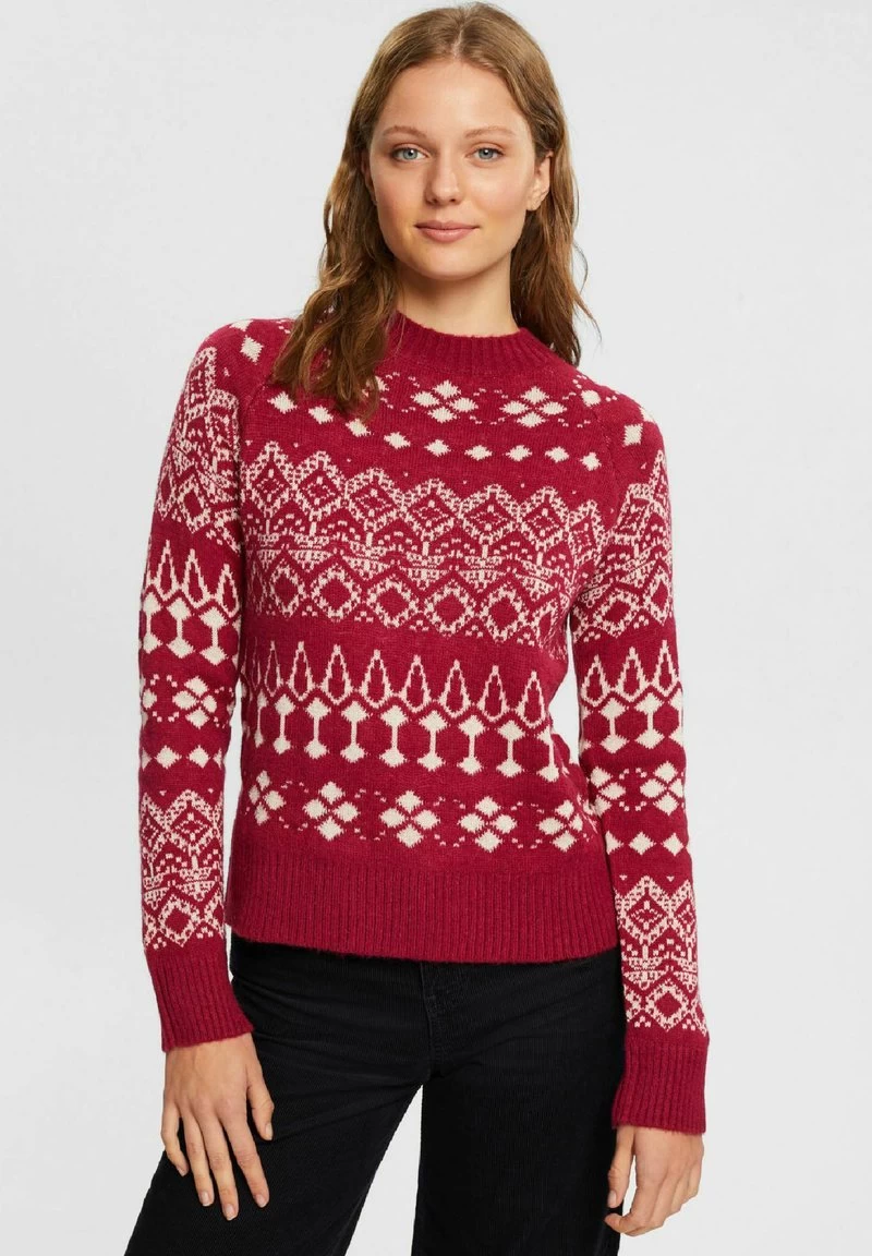 Edc By Esprit MIT GLITZEREFFEKT - Strickpullover - Cherry Red